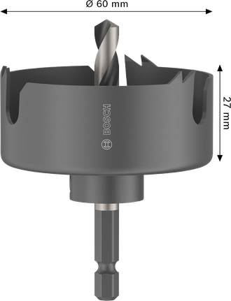 Serra copo tipo mandril Bosch para madeira e drywall 60 x 27 mm.